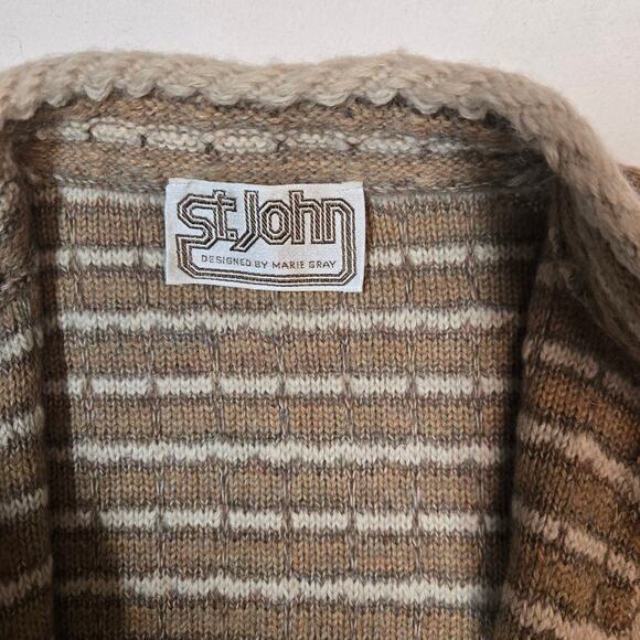 Wool Sweater Cardigan Vintage St John Designed By Marie Gray Knit Grannycore - Picture 6 of 8